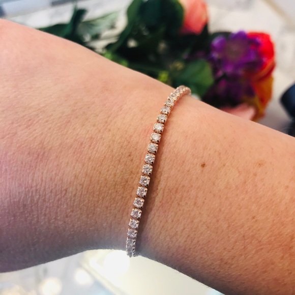 Rose sterling silver CZ bolo bracelet NEW! - Picture 6 of 7